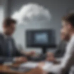 Legal team discussing cloud-based software