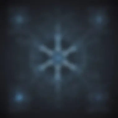 A detailed scientific diagram showcasing the formation process of a confluent snowflake