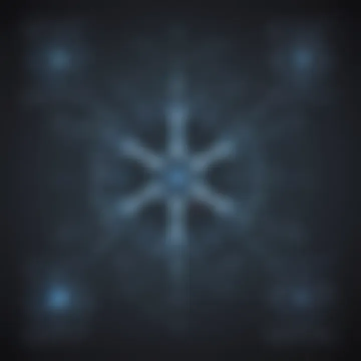 A detailed scientific diagram showcasing the formation process of a confluent snowflake