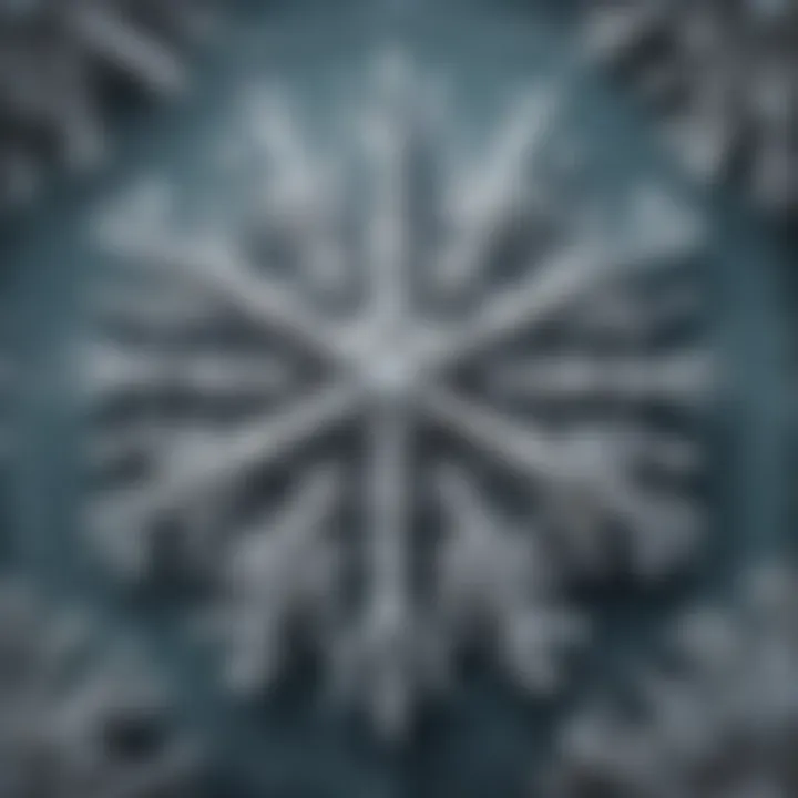 A mesmerizing close-up of a confluent snowflake under a microscope