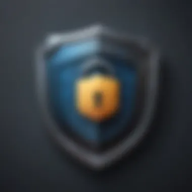 Data protection shield with lock icon