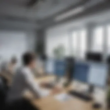 Advanced Scheduling Technology A modern office environment with advanced scheduling technology