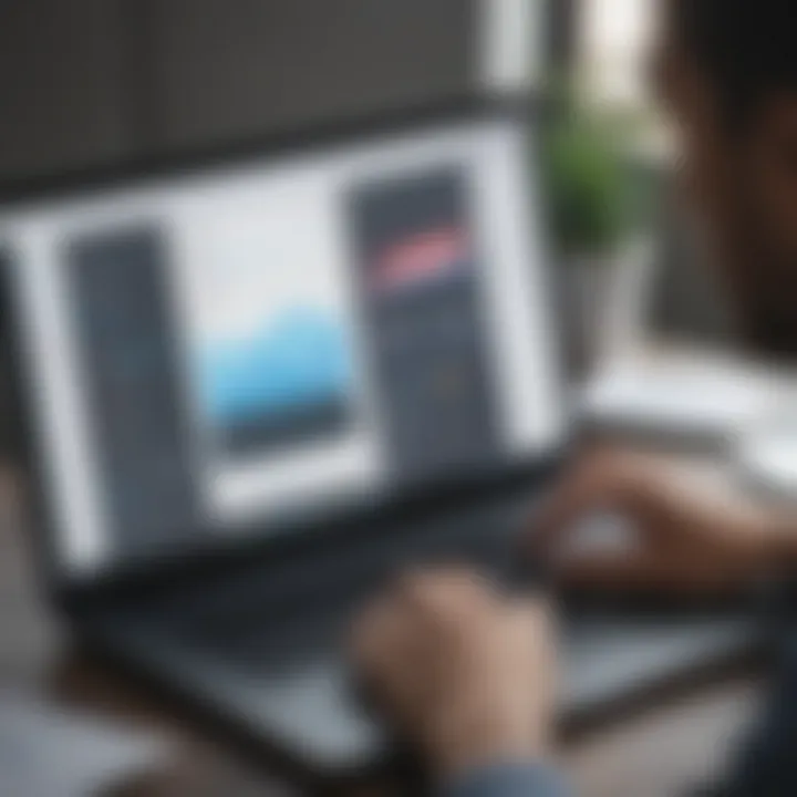 A business professional analyzing app options using AppBrain