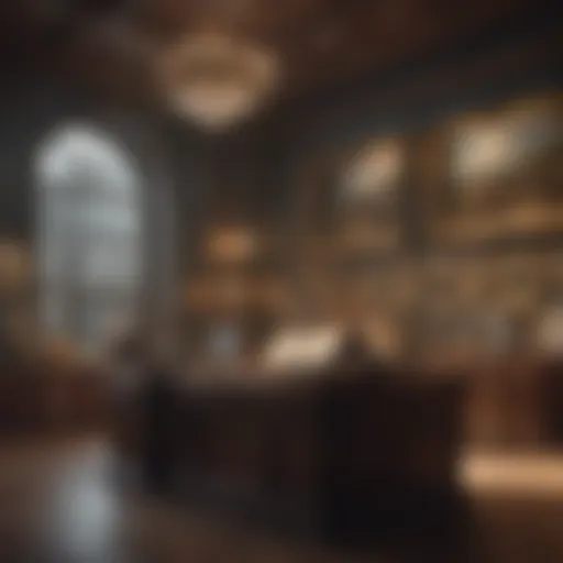 An elegant traditional auction house showcasing fine art pieces