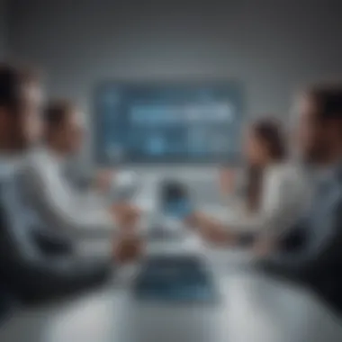 Collaborative Virtual Meeting A group of professionals engaged in a virtual meeting using instant messaging tools