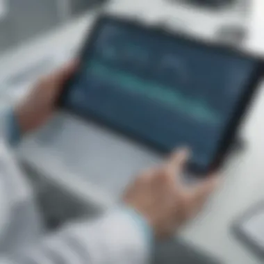 A healthcare professional utilizing scheduling software on a tablet