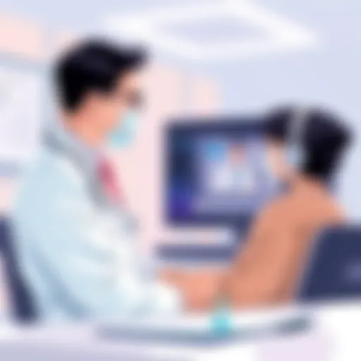 A doctor consulting with a patient via telemedicine technology