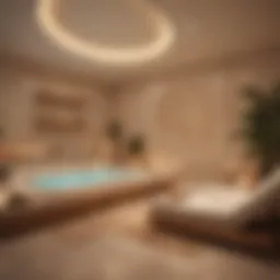 Modern spa interior design with soft lighting and comfortable seating