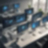Illustration of a modern office workspace with computers