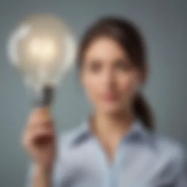 Illustration of a businesswoman with a light bulb representing understanding APS pay stubs