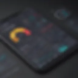 Illustration of mobile analytics dashboard displaying metrics