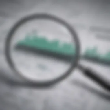 Magnifying glass over investment chart