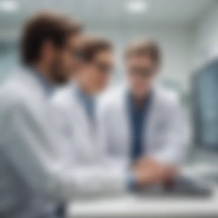 Veterinary professionals discussing software solutions