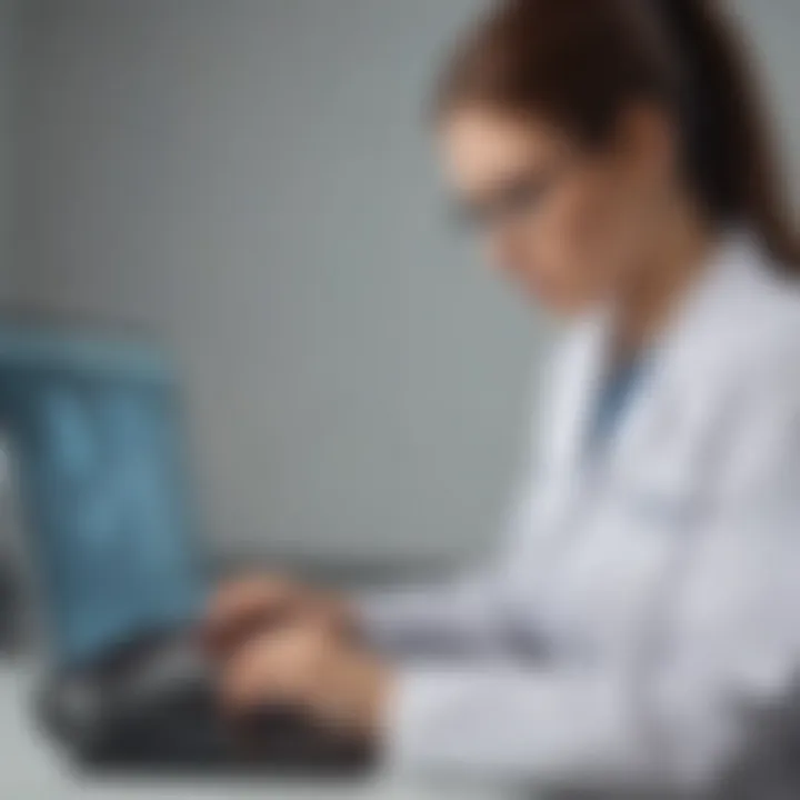 A veterinarian using software on a tablet during consultation