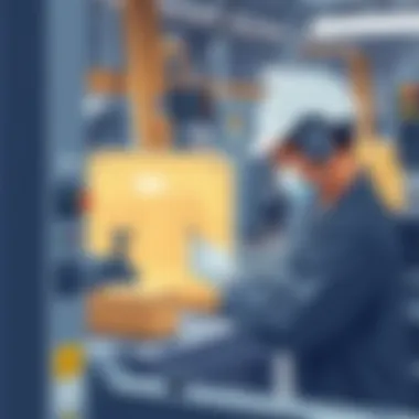 Technician performing maintenance on woodworking machinery