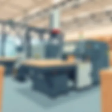 Precision woodworking machinery in a showroom